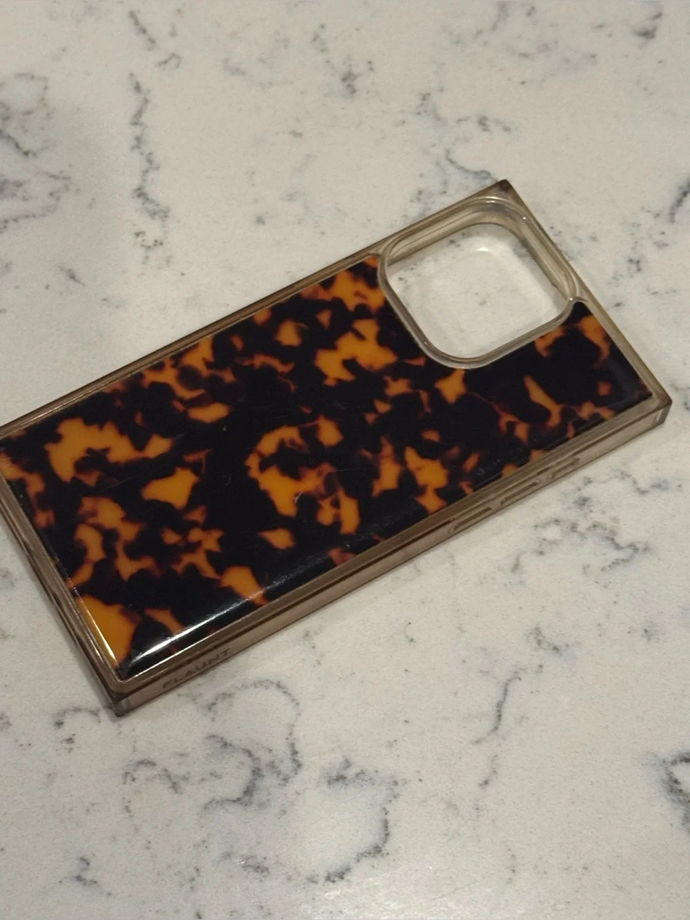 Tortoiseshell Style Phone Case in Black & Orange iPhone 15 Pro Max